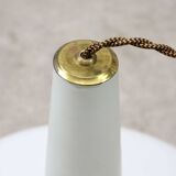 Mid-century italian brass and opaline hat pendant lamp