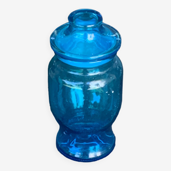 Bottle, turquoise glass jar brand lever vintage 1970