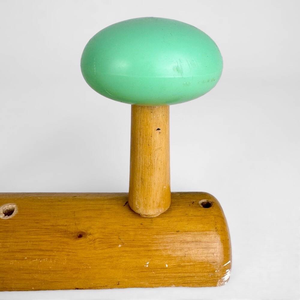 Wooden coat rack with multi-colored balls from the 60s
