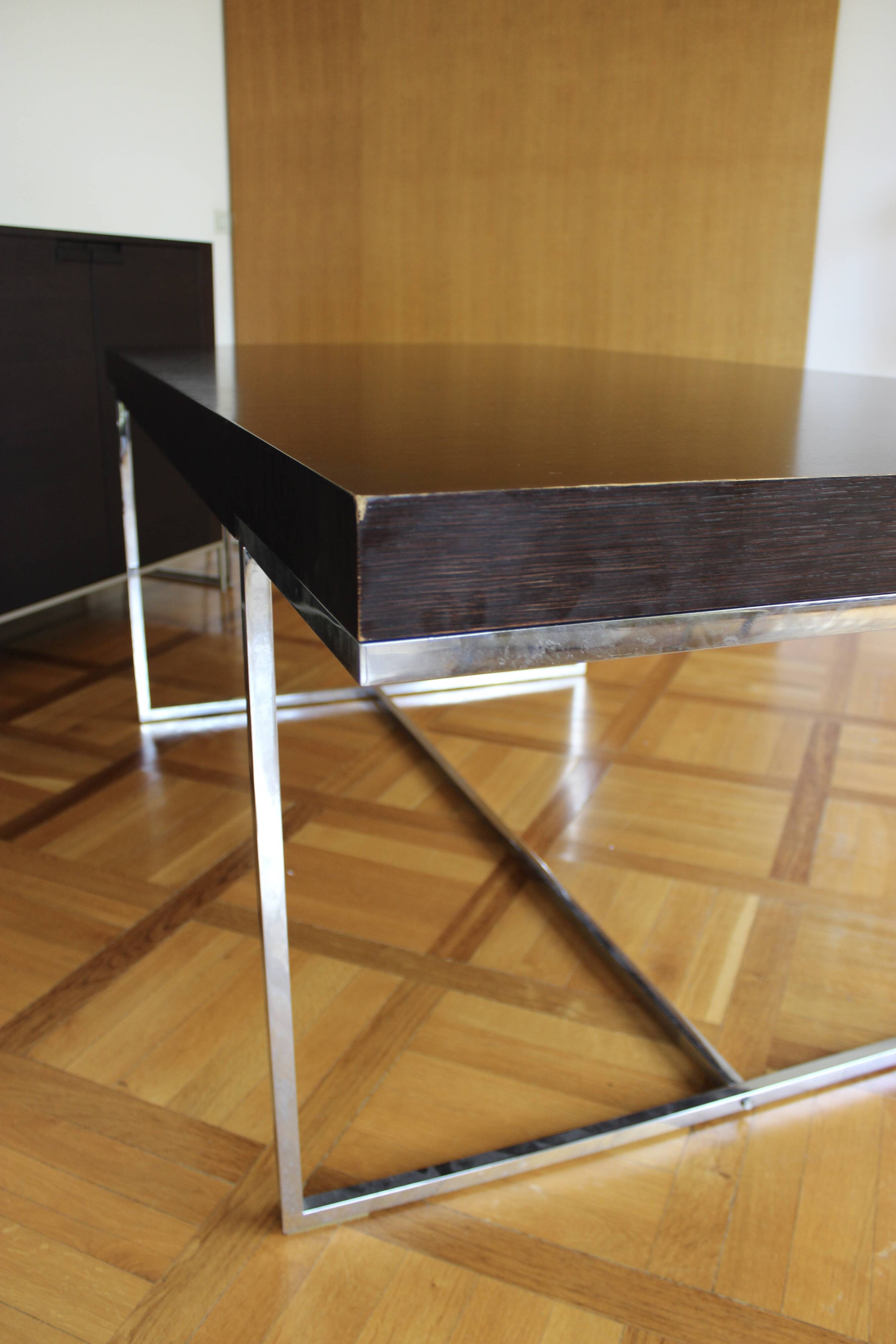 B&B Italia Maxalto - Athos table in wenge, chrome legs - design by Paola Piva.