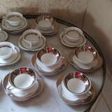 6 coffee cups in fine epiag white and steel gray moiré porcelain