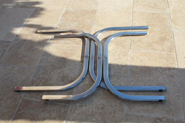Oval glass and stainless steel table 70s