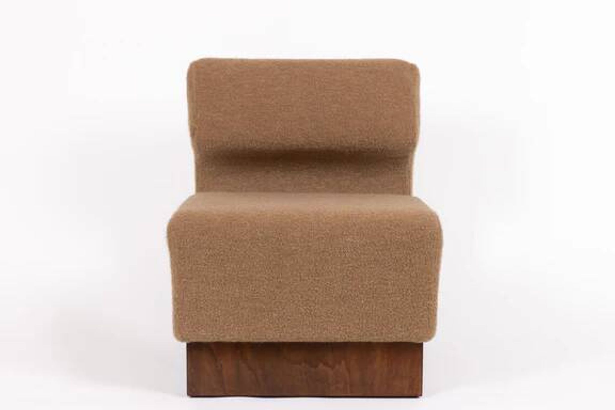 Italian lounge chair in walnut and Schumacher cashmere bouclé, 1970