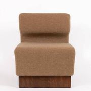 Italian lounge chair in walnut and Schumacher cashmere bouclé, 1970