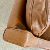 1960s tan leather 3 person sofa by OPE-möbler Sweden