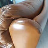 Scandinavian fawn leather sofa