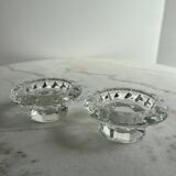 Set of 2 molded glass candle holders Made in France