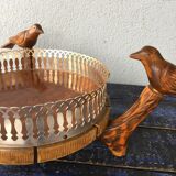 Center table cut, empty pocket, metal wood, vintage 1950