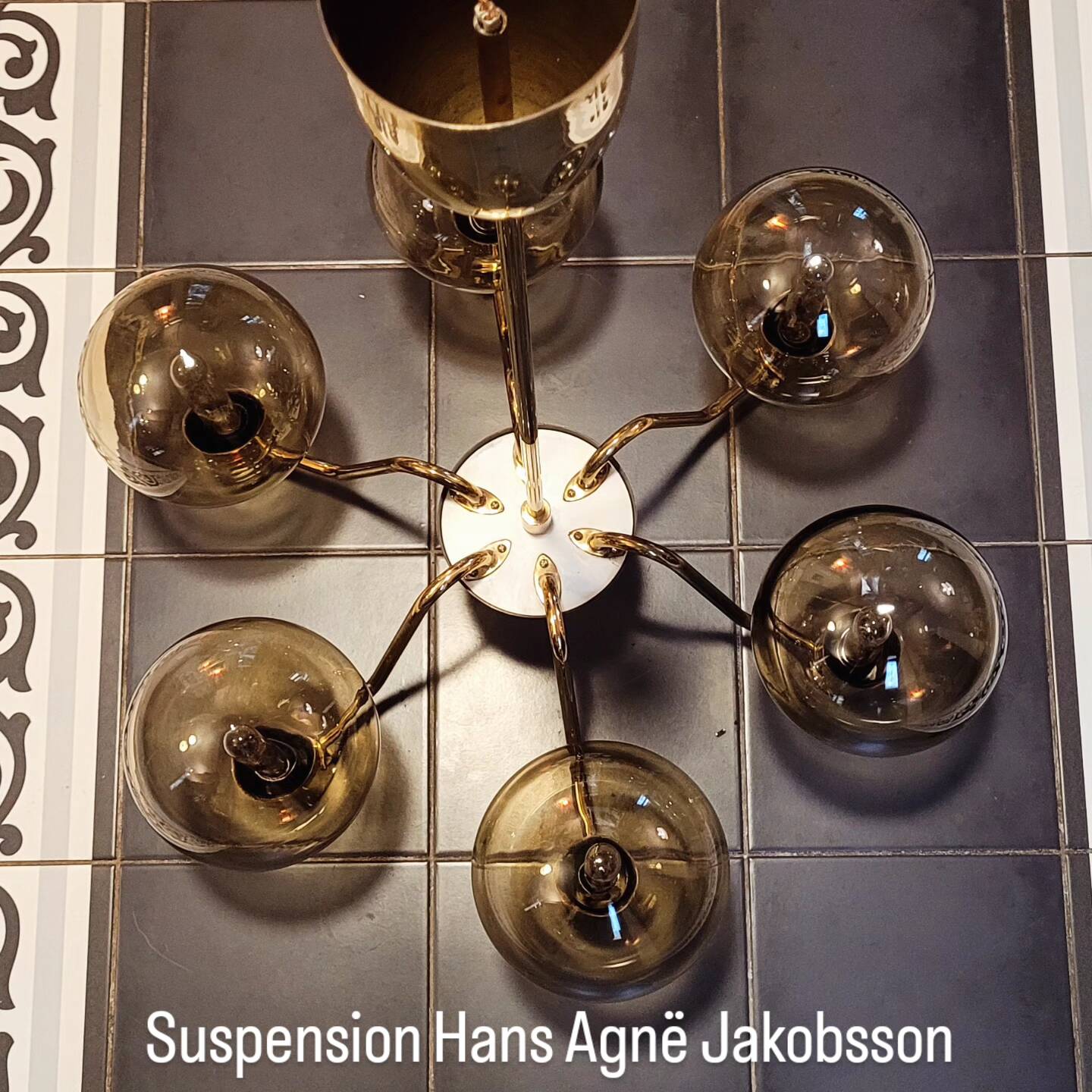 6-arm Scandinavian chandelier, 1960s, Hans Agne Jakobsson model T372/12