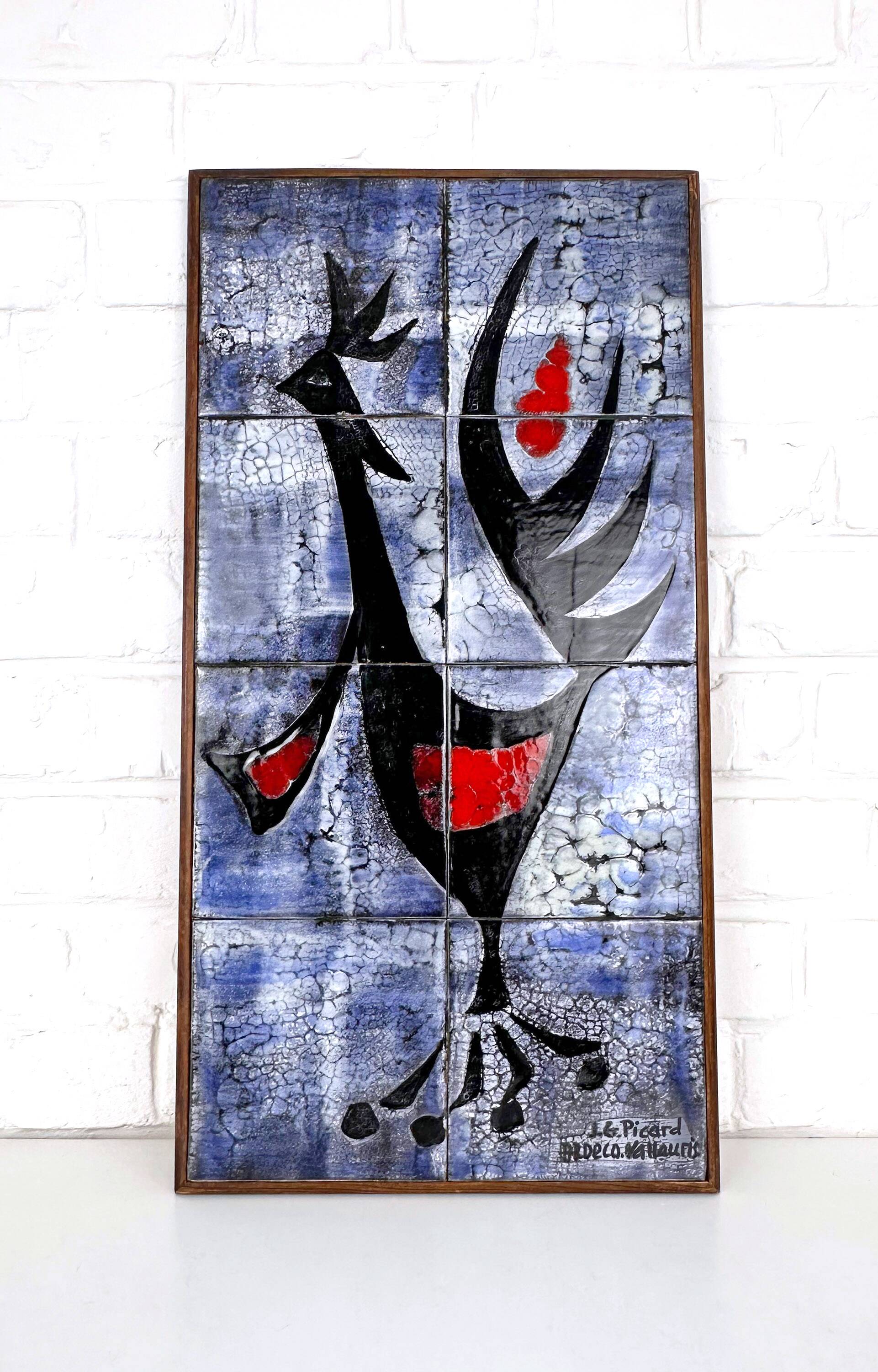 Modernist ceramic wall panel by J.G. Picard, Vallauris, 1960s.