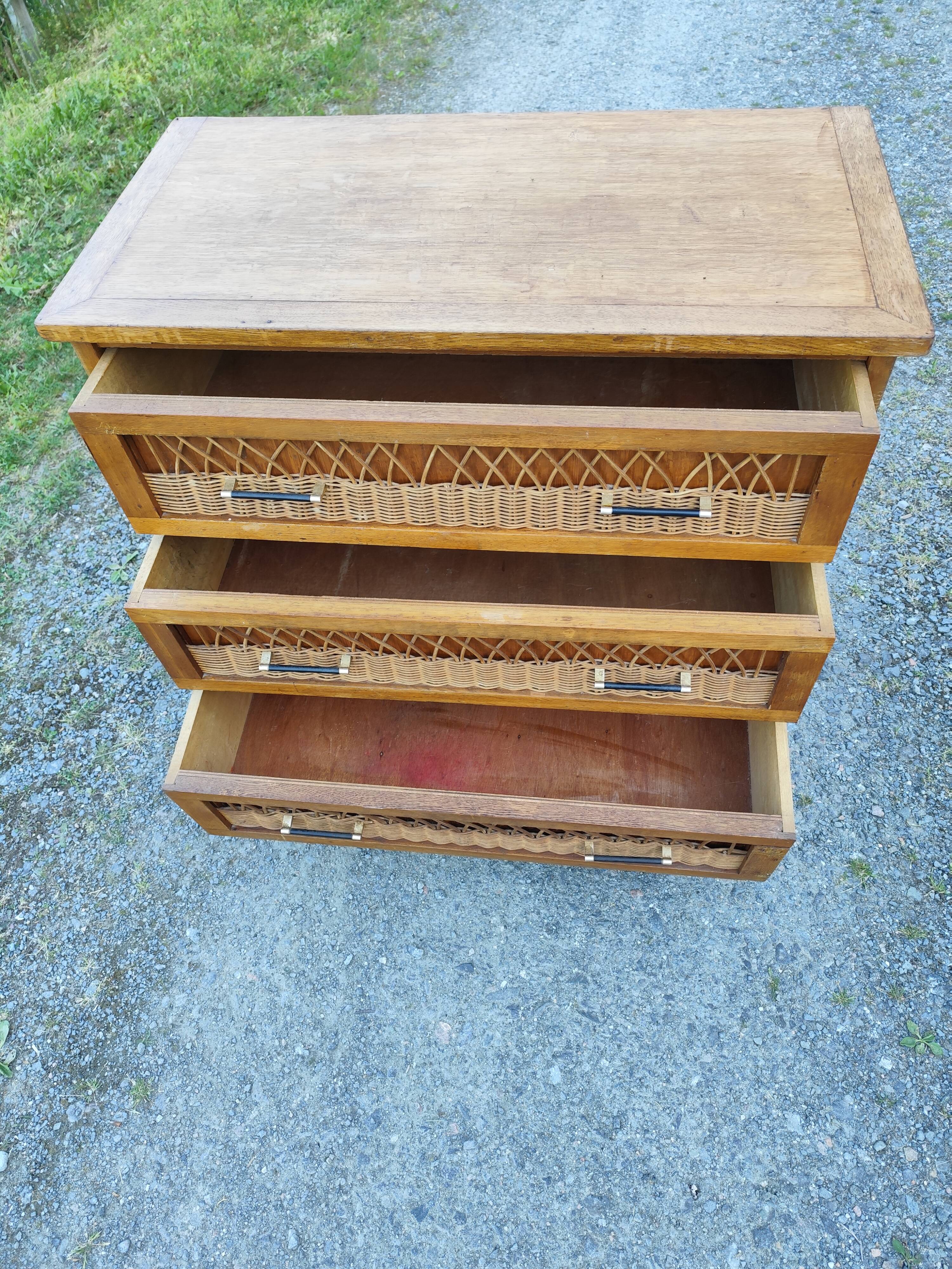 Vintage 4-drawer bamboo rattan chest of drawers