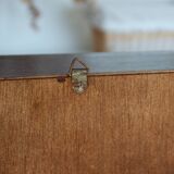 Vintage wall shelf, craft furniture style - Wood and gold metal