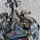 Ancienne lanterne en vitrail et fer forgé du 19ème