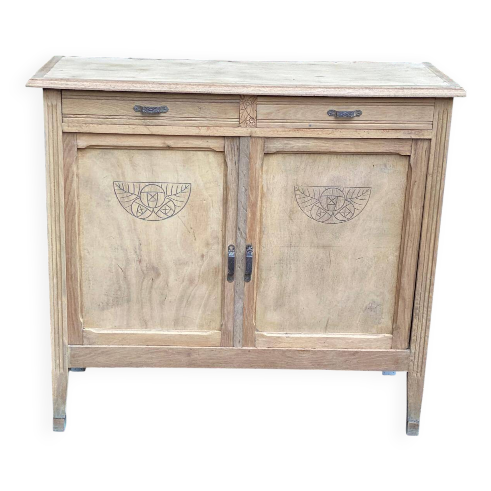Renovated vintage Parisian art deco wooden sideboard from the 1940s
