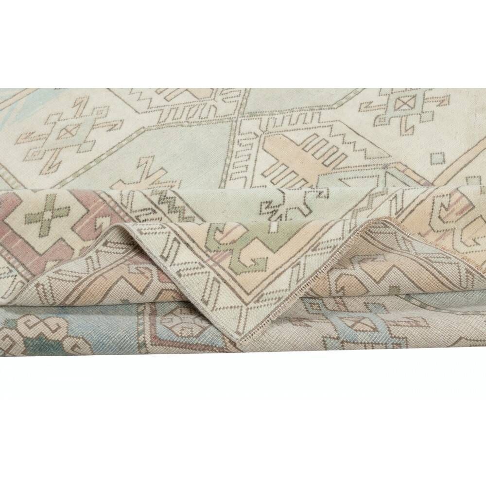 One of a kind Vintage Beige Large Area Rug. Handmade Turkish Carpet