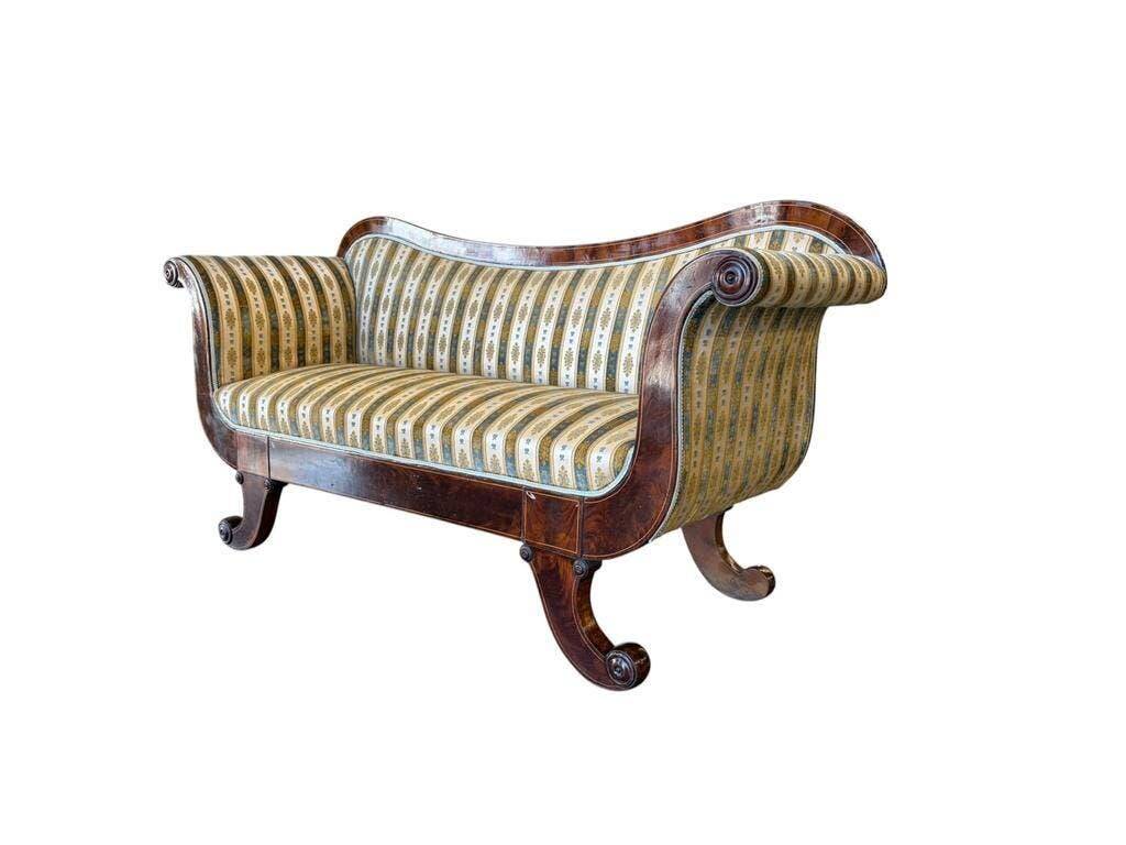 Vintage striped ecru baroque sofa / two-seater sofa