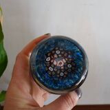 Millefiori Murano paperweight - Blue background - Ø 6,5 cm