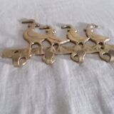 Tea towel holder or wall-mounted key holder in brass ducks