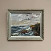 Oil on Canvas Original Swedish – 'Sea' by Holger Almquist – Signed – Vintage and Framed – 50 × 40 cm (19.7 in × 15.7 in)