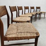 Wilkhahn vintage teak papercord dining chairs Georg Leowald model 351