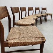 Wilkhahn vintage teak papercord dining chairs Georg Leowald model 351