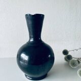 Black glazed stoneware pitcher