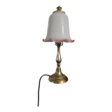 Small tulip-shaped table lamp in frosted glass, mushroom style.