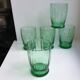 Set of 5 green art deco water glasses 30s-40s