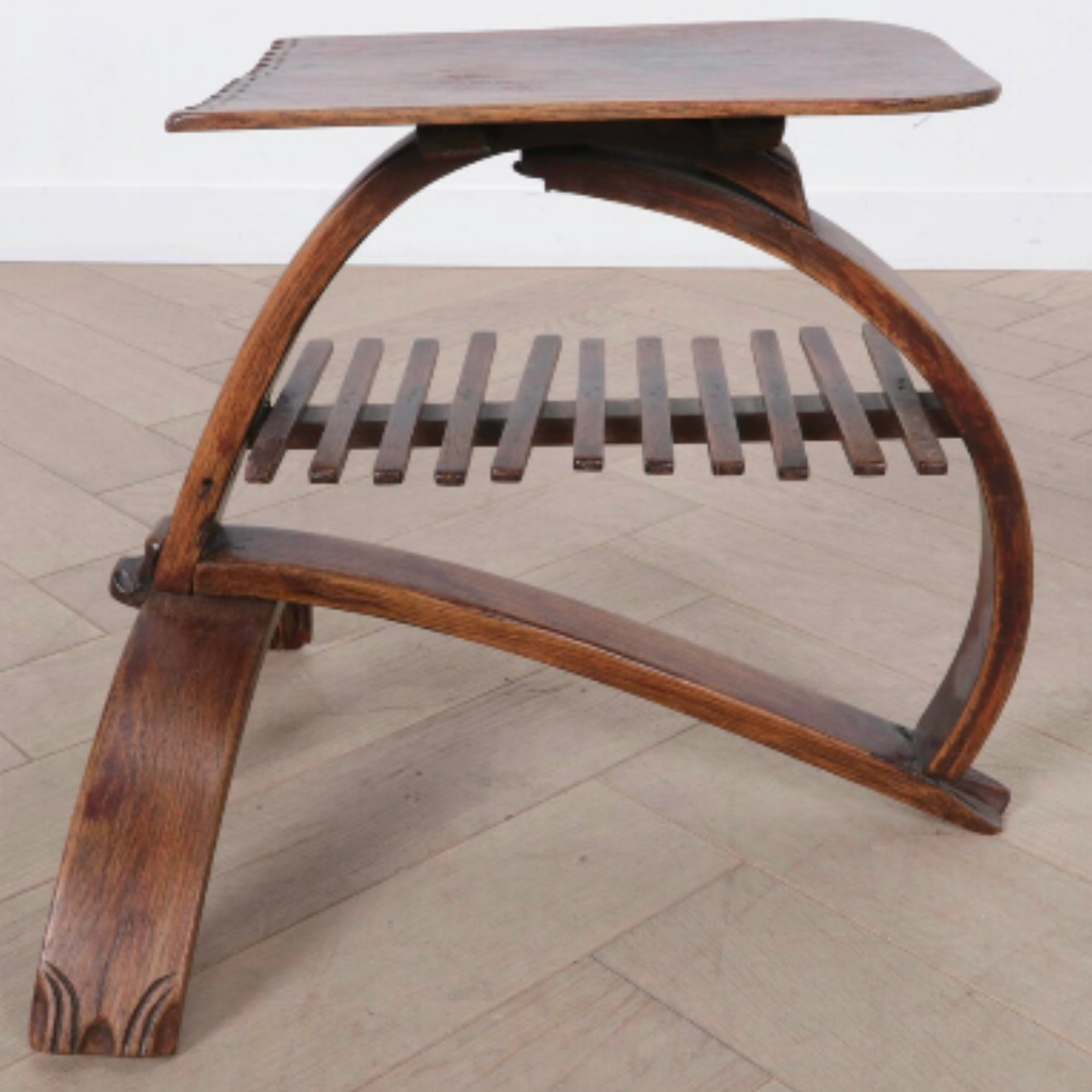 Antique Art Nouveau Jugendstil curved and bent shoe stool, ca 1895