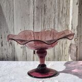 Fruit cup, amethyst bubbled glass compotier