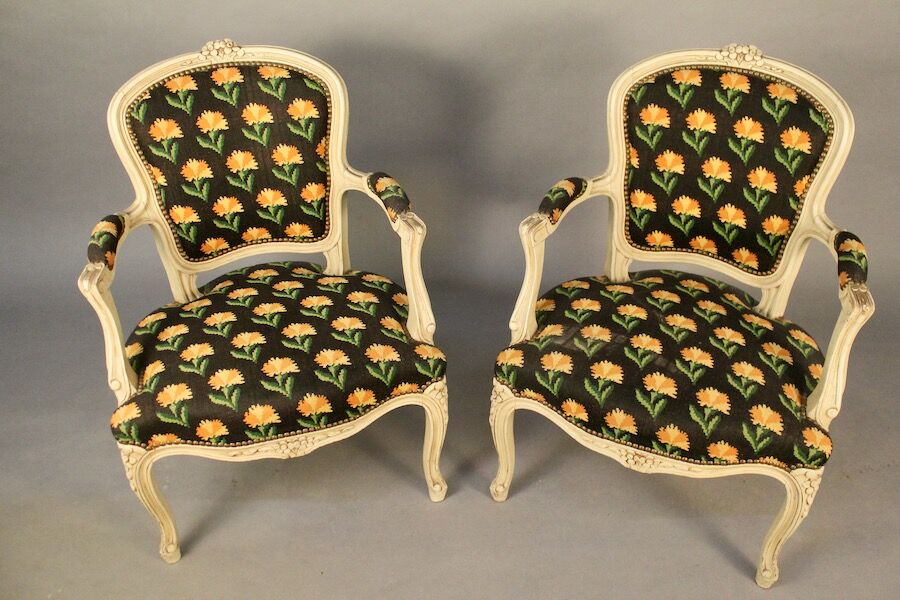 Pair of cabriolet armchairs Louis XV style