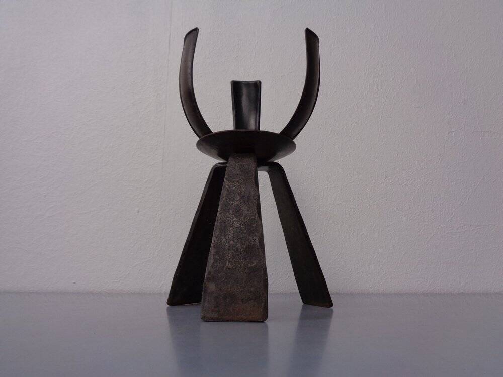 Brutalist Iron Candleholder, Germany, 1960s