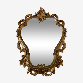 Miroir type baroque années 80 dorée en bois