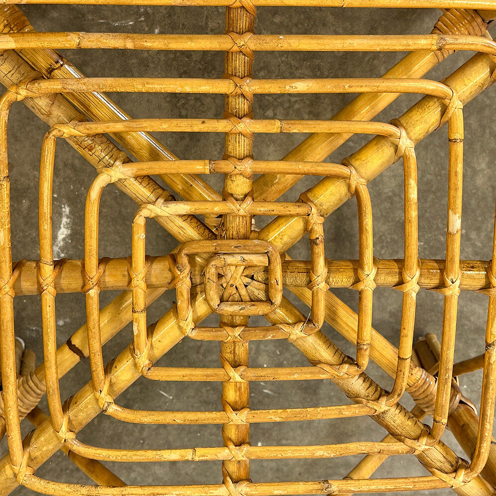 Vintage Italian bamboo square coffee table, 1960s.