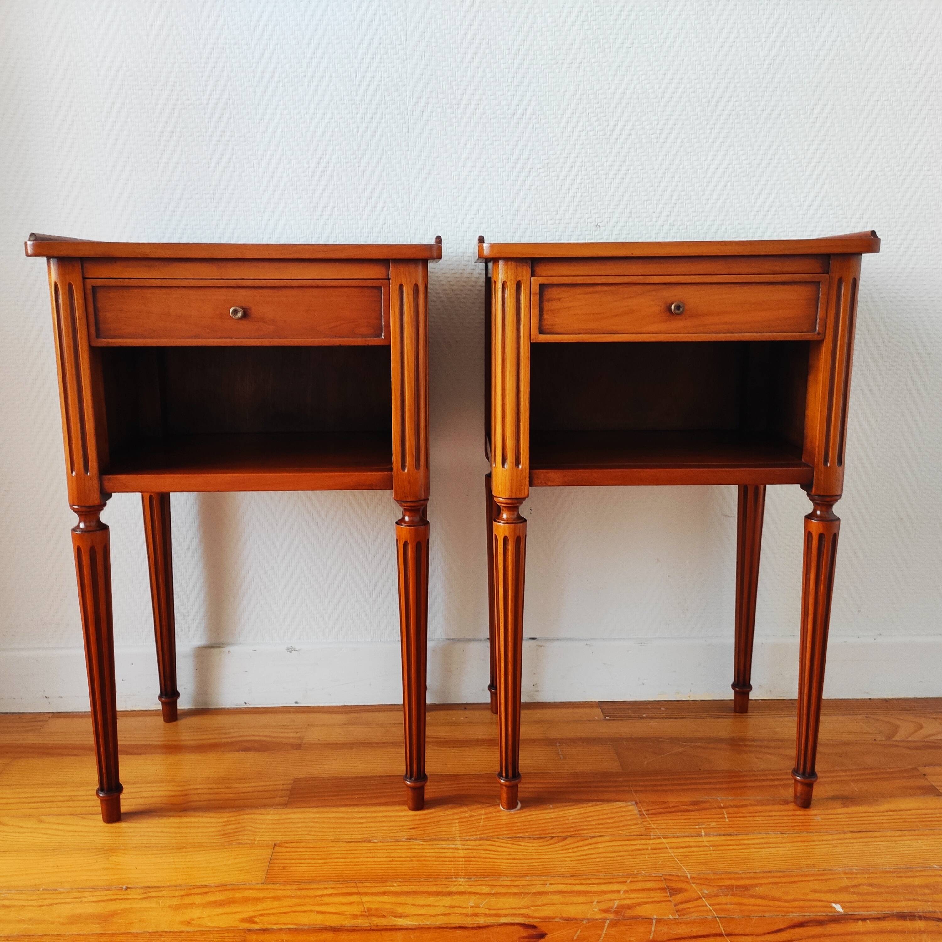 Pair of Louis XVI style bedside tables