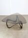 Italian Organic "Snake" Wooden and Smoked Glass Coffee Table, 1960s