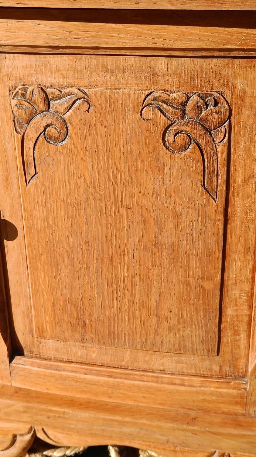 Art Deco bedside table in raw wood