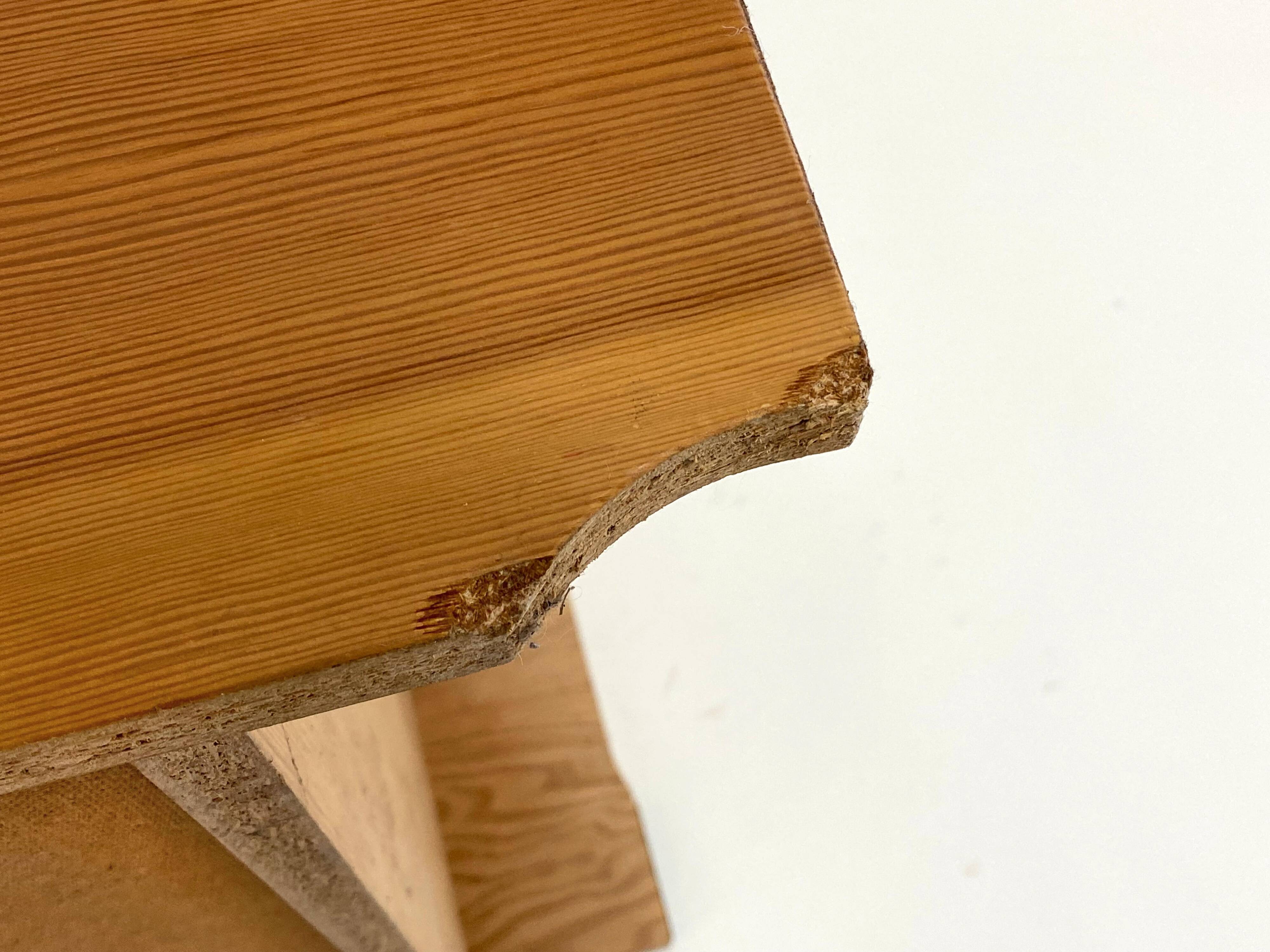 Antique 3 Drawer Chest of Drawers - Pitchpin and Leather - Vintage 70's - Scandinavian Style