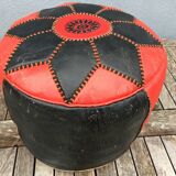 Moroccan leather pouf circa 1970