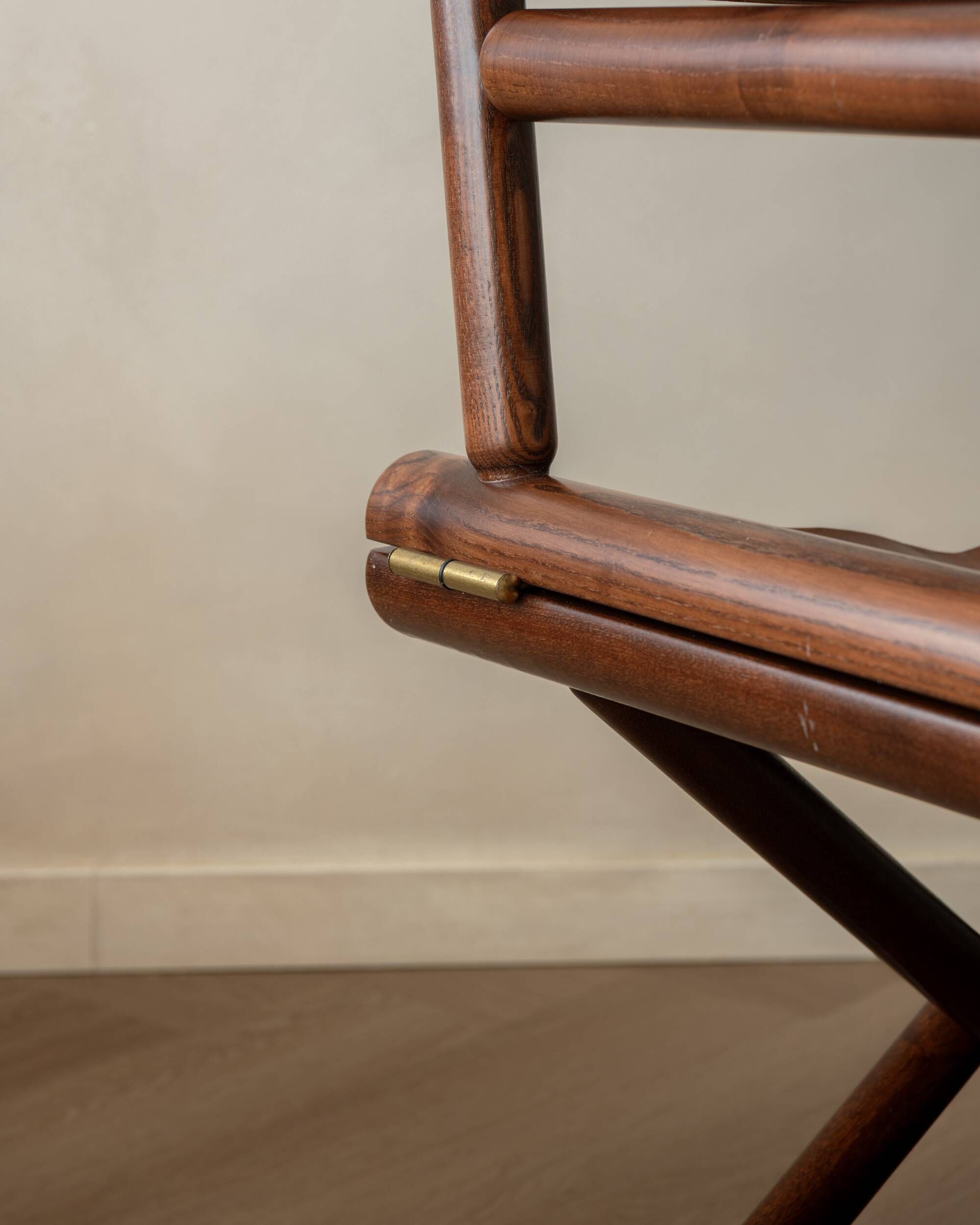 Italian Modern Vintage Folding Director's Chair in Wood and Leather, 1980s