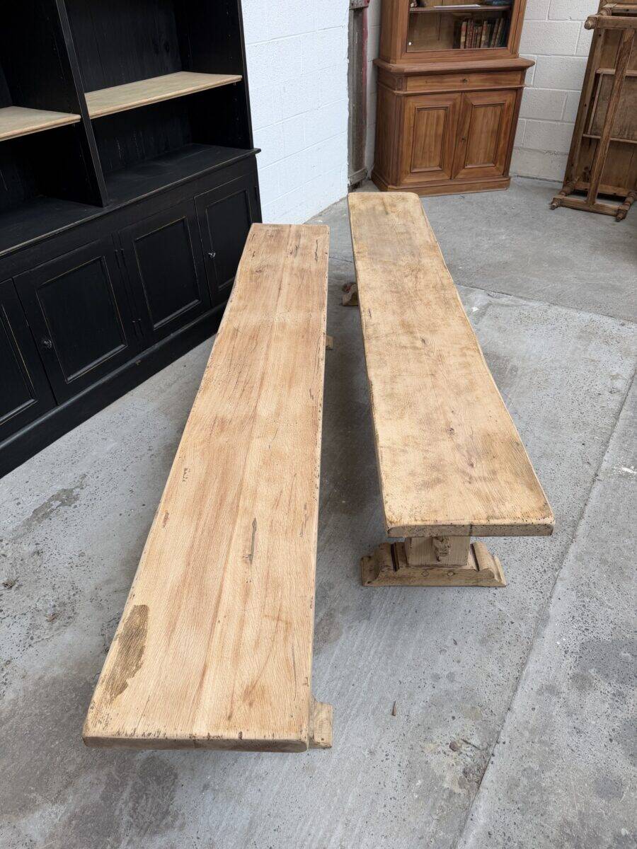 Pair of solid oak benches