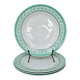 Set of 4 KIFO L'Amandinoise flat plates with green leaf design.