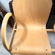 Vintage blonde wood two-seater bench by Baumann