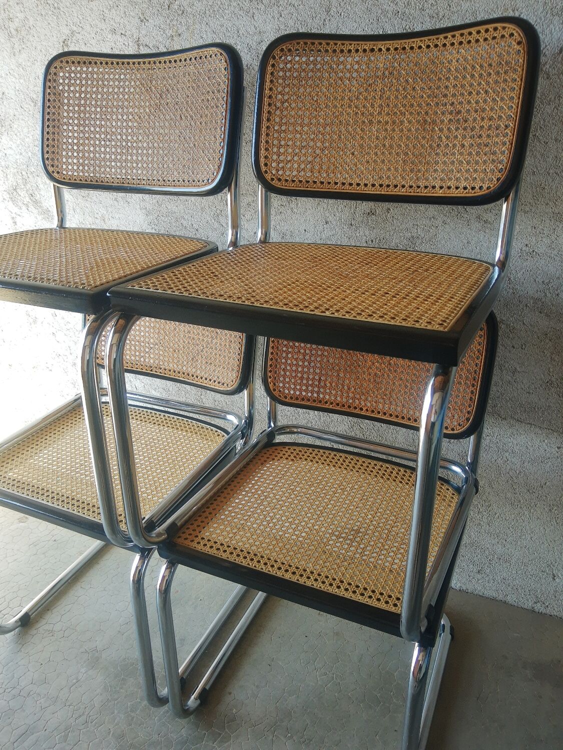 Set of 4 vintage Cesca B32 Marcel Breuer chairs