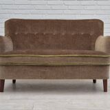 1960s, Danish 2 seater sofa, original condition, furniture velour, beech wood legs.