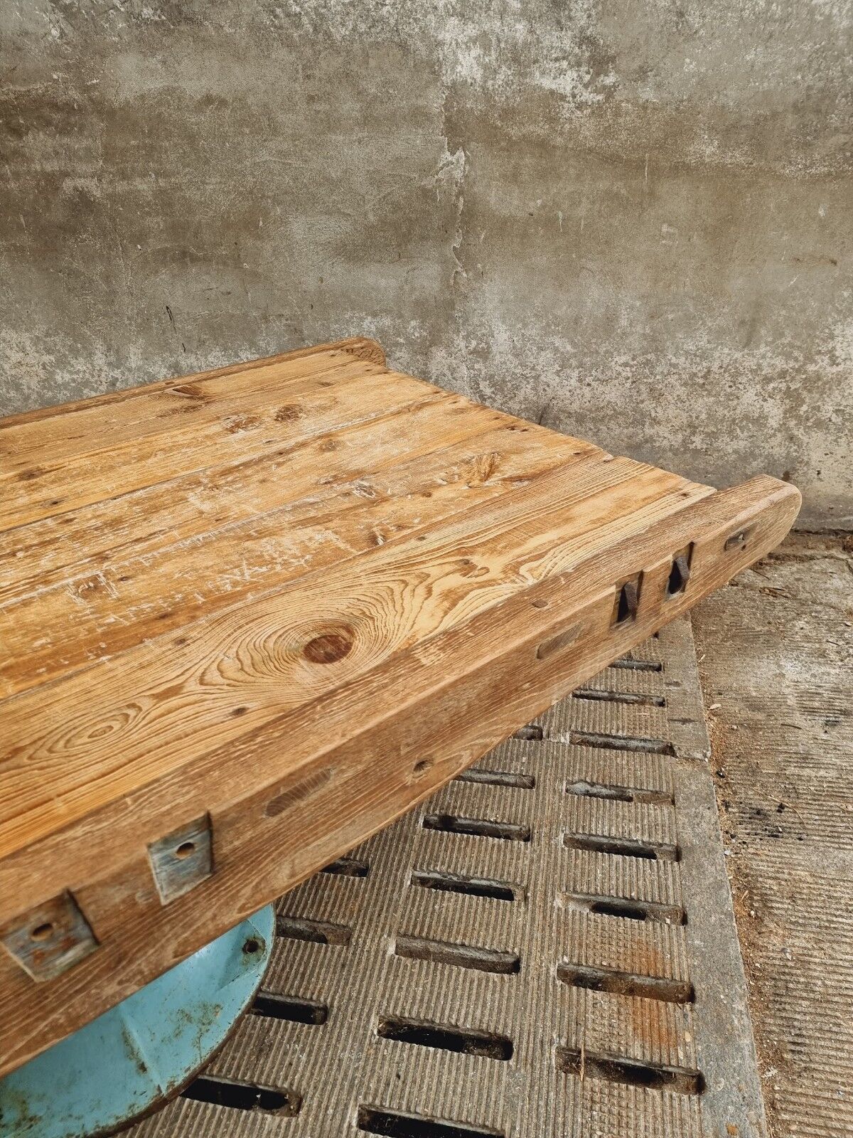 Antique dining table XXL on industrial machine leg