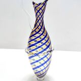 Murano Glass Pitcher Vase Ascribable to Toso with Blue and Yellow Canes