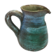 Vintage broc pitcher in enamelled sandstone with effect of blue shades, turquoise green signed