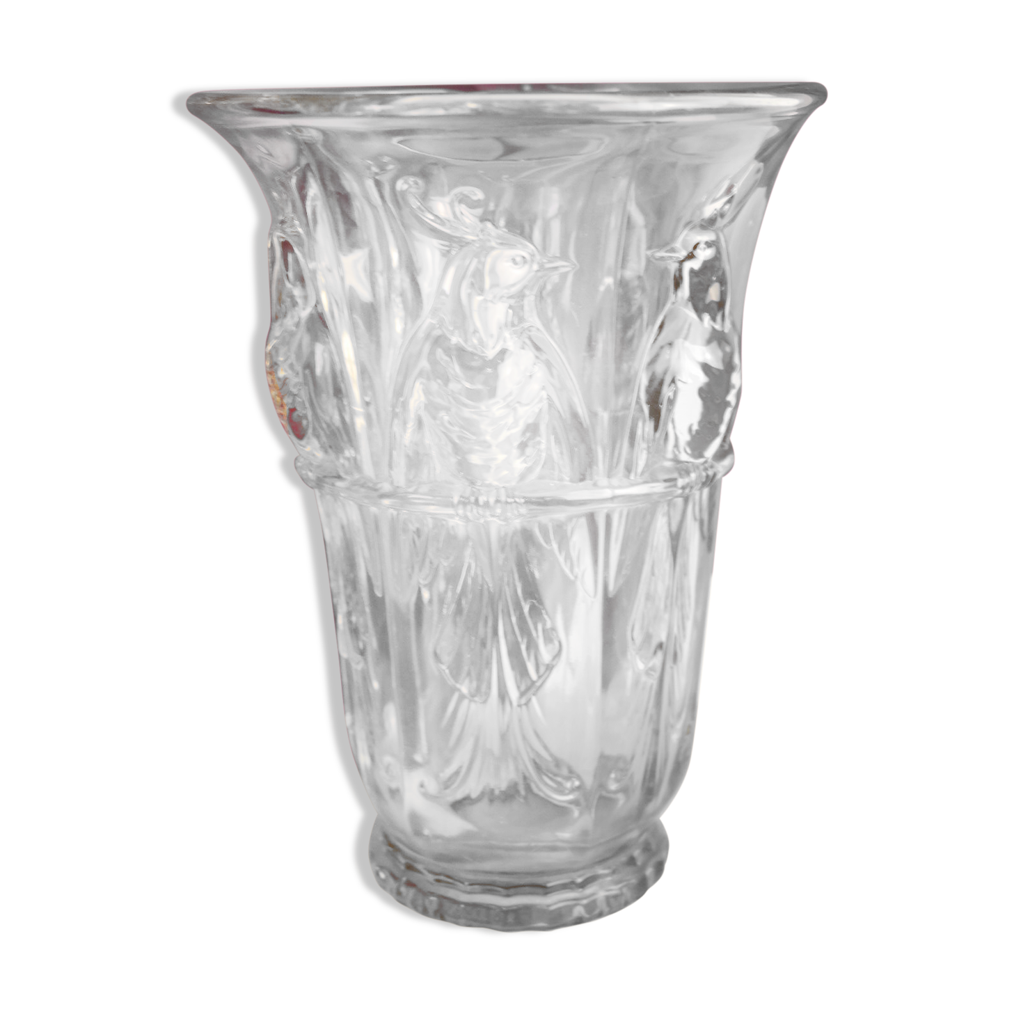 Vase with parakeets in art deco glass