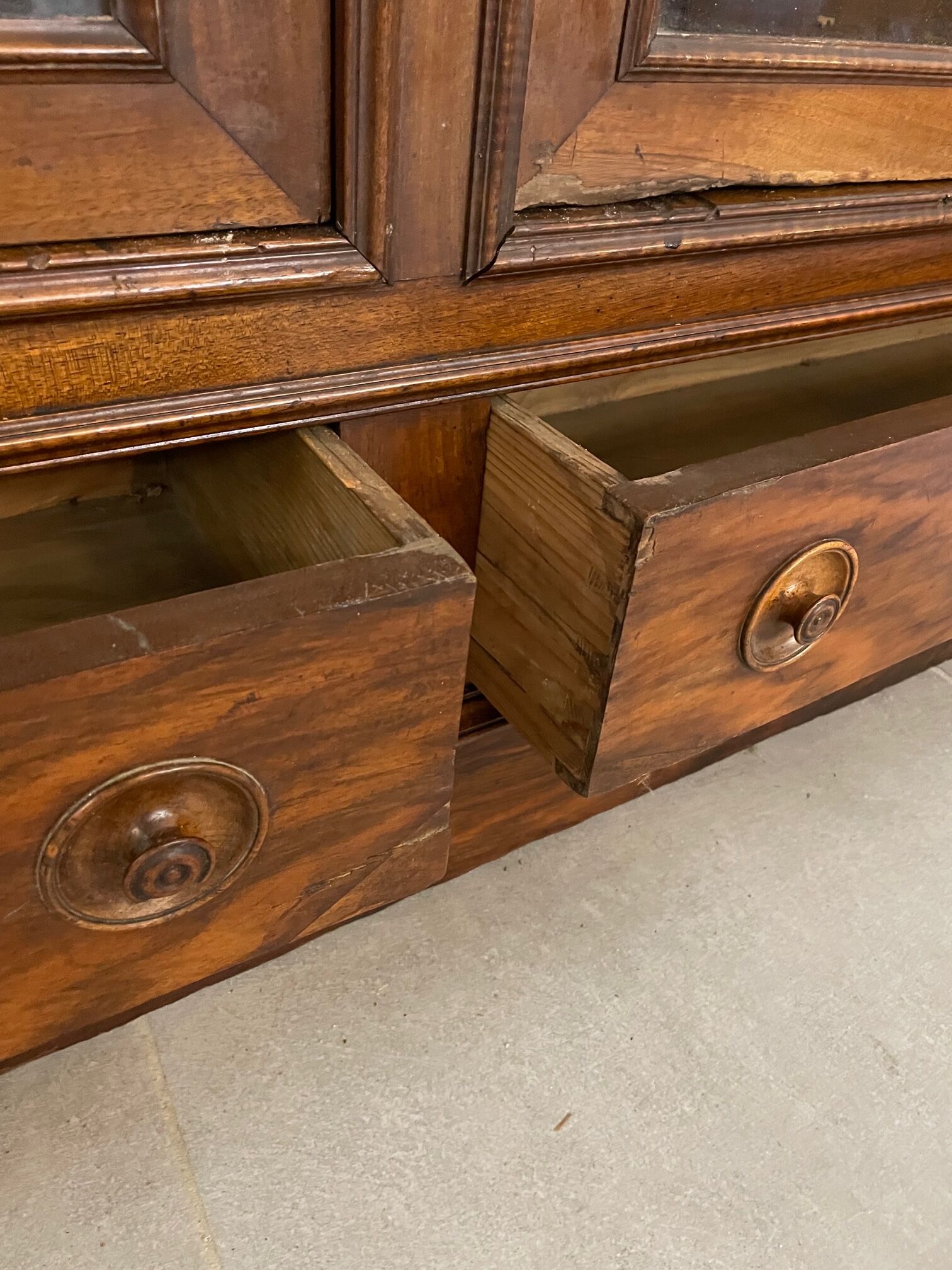 1900 walnut display case
